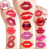 8 Sheets (84PCS) Lip Valentines Day Temporary Tattoos Stickers Theme Hot Pink Birthday Party Decorations Supplies Favors For Kids Girls Women Gifts Prizes Rewards
